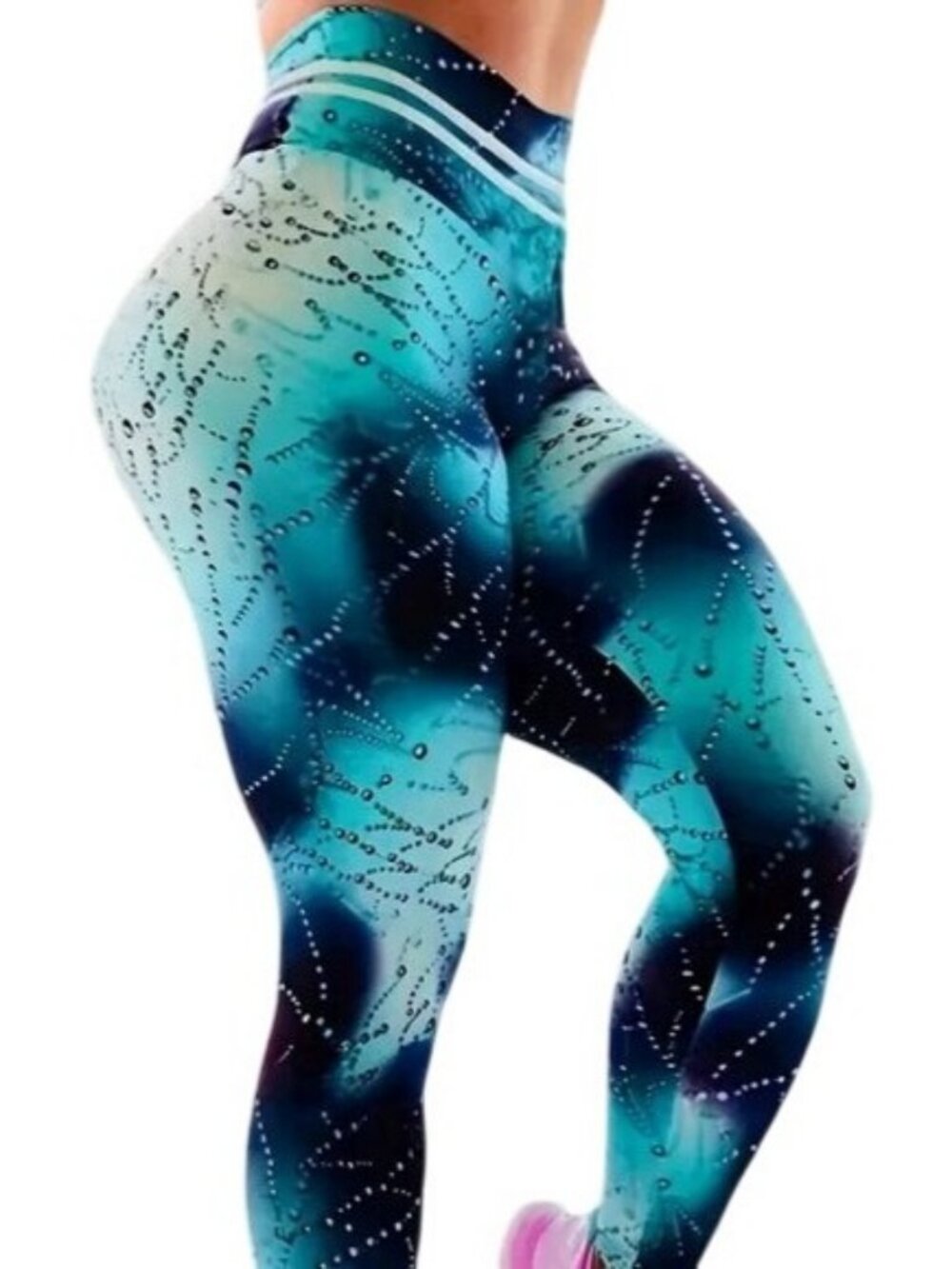 Geometric Ombre Plus Size 3X 4X 5X High Waisted Tummy Control Sporty Leggings